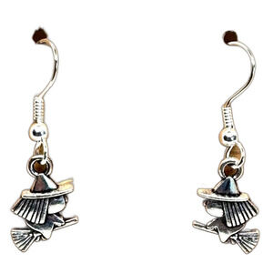 Indio Jewelry Halloween Silver Little Witch Earrings #2004